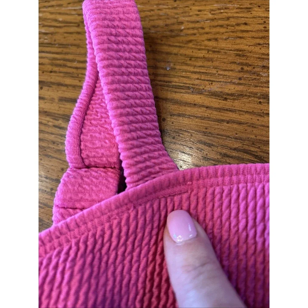 Betsey Johnson Pink Swimsuit Girls Size 10 Textured Crocheted Flowers UPF +50